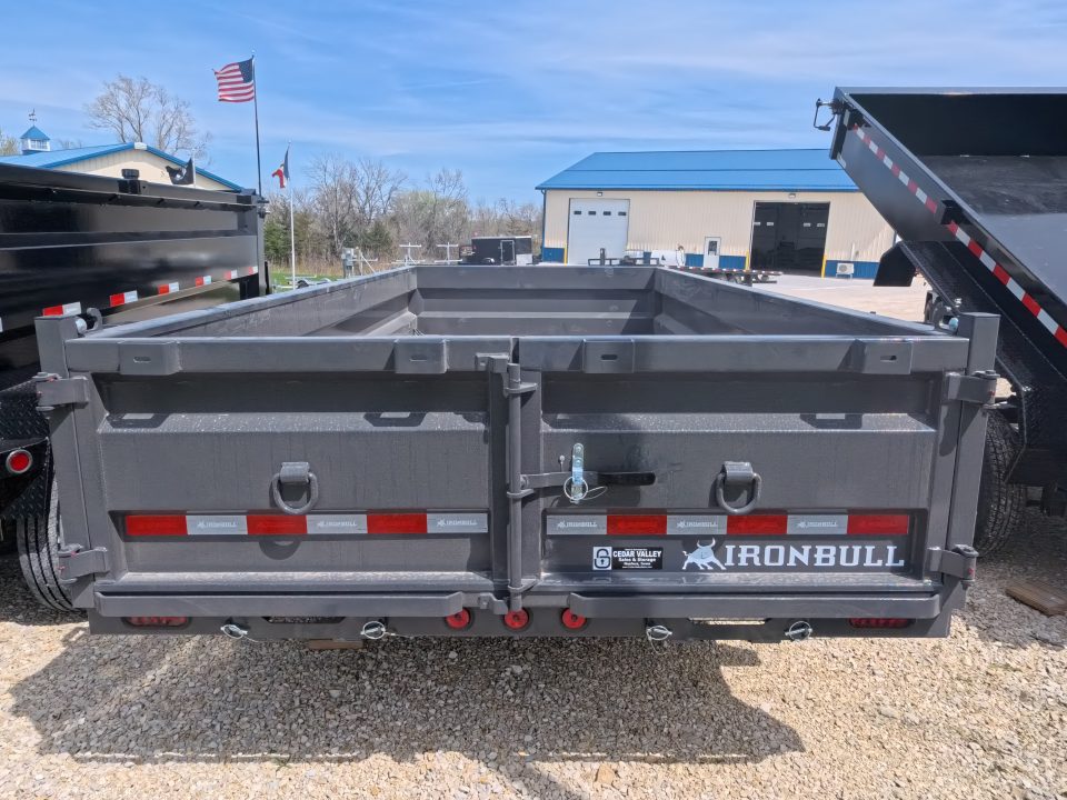 New 2026 Iron Bull 83 x 16 DWB Dump Trailer, Aluminum Ramps, 10 Ply Tires, Elec. Brakes, 2) 7K GVWR Straight Axles