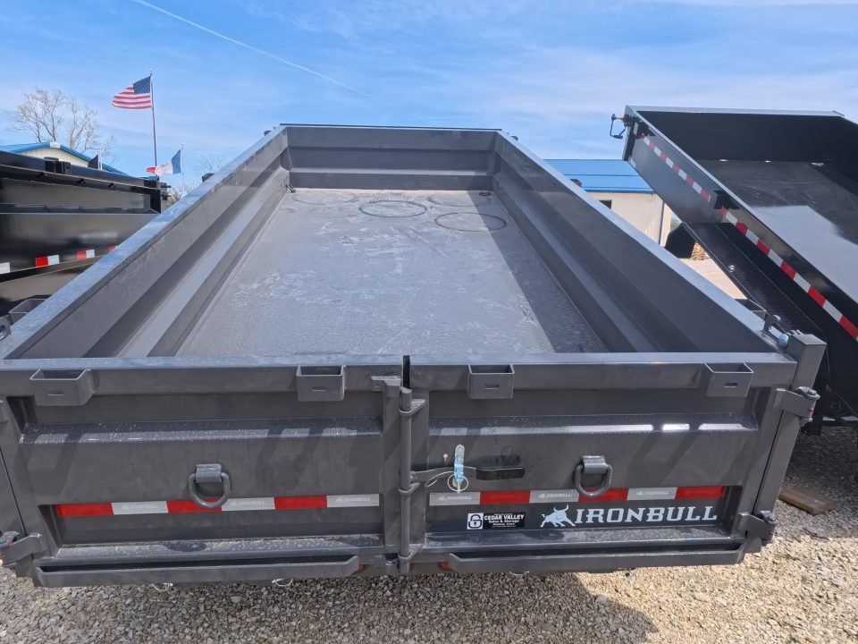 New 2026 Iron Bull 83 x 16 DWB Dump Trailer, Aluminum Ramps, 10 Ply Tires, Elec. Brakes, 2) 7K GVWR Straight Axles