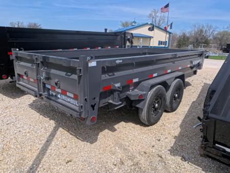 New 2026 Iron Bull 83 x 16 DWB Dump Trailer, Aluminum Ramps, 10 Ply Tires, Elec. Brakes, 2) 7K GVWR Straight Axles