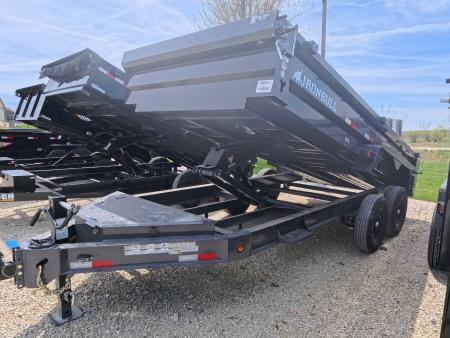New 2026 Iron Bull 83 x 16 DWB Dump Trailer, Aluminum Ramps, 10 Ply Tires, Elec. Brakes, 2) 7K GVWR Straight Axles