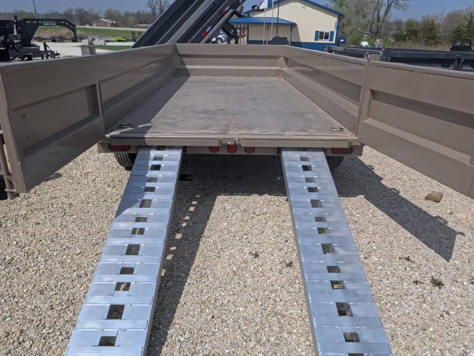 New 2026 Iron Bull 83 x 14 DWB Dump Trailer with 2) 7K GVWR Straight Axles and 2) Fwd. Adj. Electric Brakes, Slide-In Aluminum Ramps