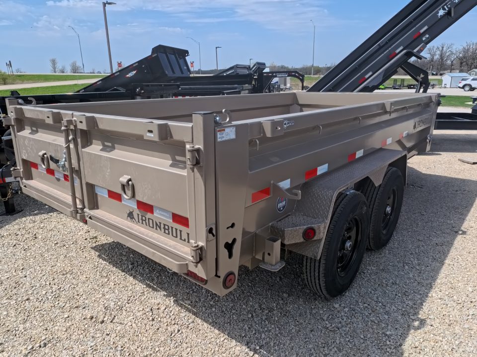 New 2026 Iron Bull 83 x 14 DWB Dump Trailer with 2) 7K GVWR Straight Axles and 2) Fwd. Adj. Electric Brakes, Slide-In Aluminum Ramps