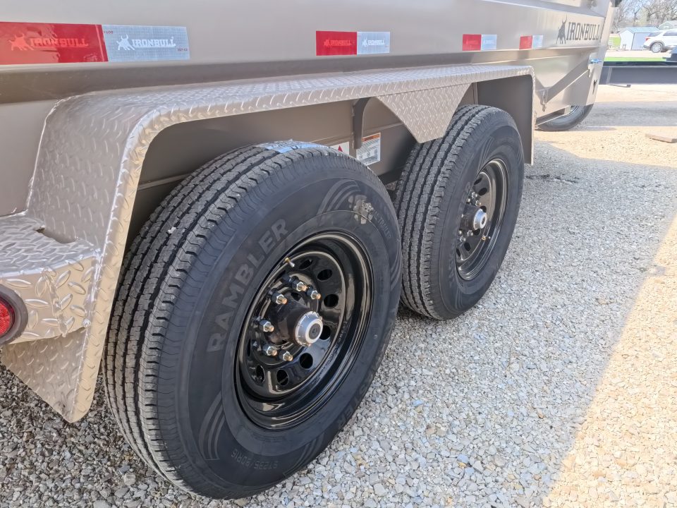 New 2026 Iron Bull 83 x 14 DWB Dump Trailer with 2) 7K GVWR Straight Axles and 2) Fwd. Adj. Electric Brakes, Slide-In Aluminum Ramps