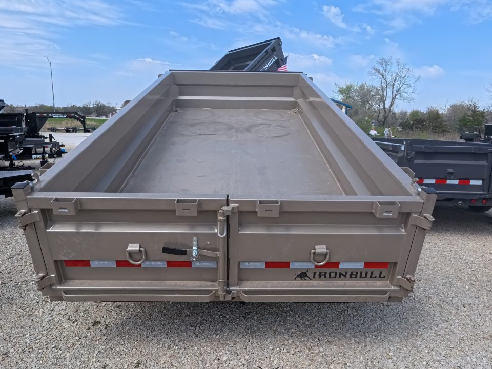 New 2026 Iron Bull 83 x 14 DWB Dump Trailer with 2) 7K GVWR Straight Axles and 2) Fwd. Adj. Electric Brakes, Slide-In Aluminum Ramps