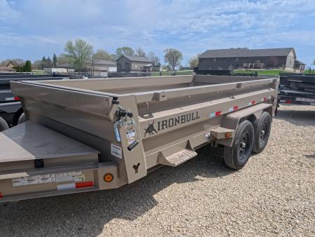 New 2026 Iron Bull 83 x 14 DWB Dump Trailer with 2) 7K GVWR Straight Axles and 2) Fwd. Adj. Electric Brakes, Slide-In Aluminum Ramps