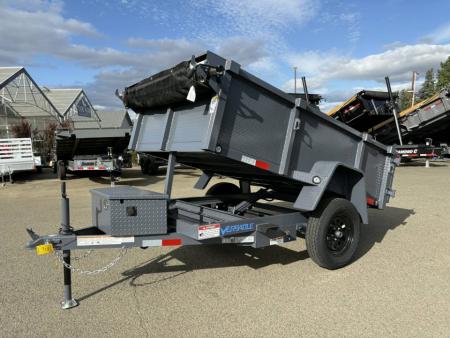 New SALE! MINI DUMP 2026 Versatile PTM58 5' X 8' 3500# SINGLE AXLE TRAILER GRAY