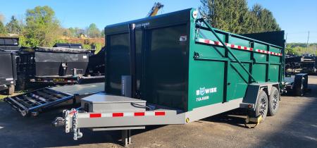 New 7 x 16 DUT15 BWISE Telescopic Ultimate Dump Trailer 15.4K **Green/Gray Frame