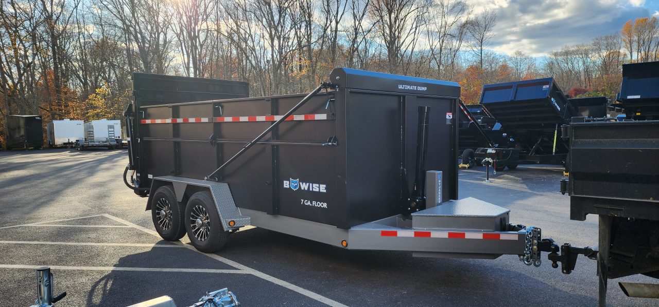 New 7 x 14 DUT15 BWISE Telescopic Ultimate Dump Trailer 15.4K **Black/Gray Frame