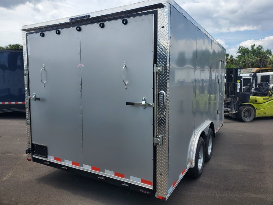 New 2026 Arising 8.5X16 TANDEM AXLE 10000 LB GVWR Cargo / Enclosed Trailer WITH 5200 LB AXLES, 7FT INTERIOR HEIGHT, 8 D RINGS, RAMP FLAP,.080 POLYCORE EXTERIOR, 1 PIECE ALUMINUM ROOF SIDE DOOR STEP AND BARLOCK