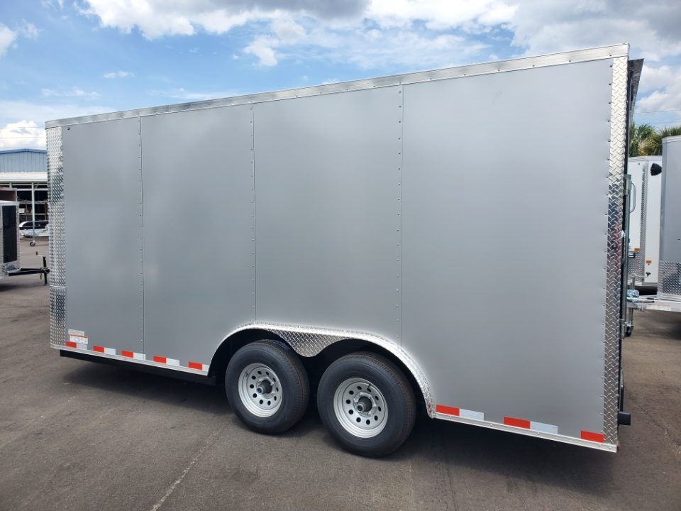 New 2026 Arising 8.5X16 TANDEM AXLE 10000 LB GVWR Cargo / Enclosed Trailer WITH 5200 LB AXLES, 7FT INTERIOR HEIGHT, 8 D RINGS, RAMP FLAP,.080 POLYCORE EXTERIOR, 1 PIECE ALUMINUM ROOF SIDE DOOR STEP AND BARLOCK