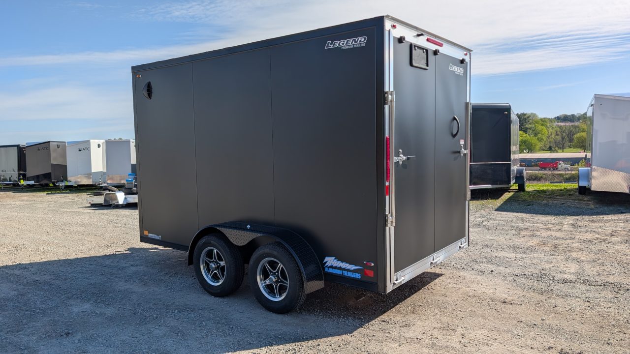 New 2026 Legend 7x12 + 2' V Thunder Aluminum Enclosed Cargo Trailer w/ Ramp Door