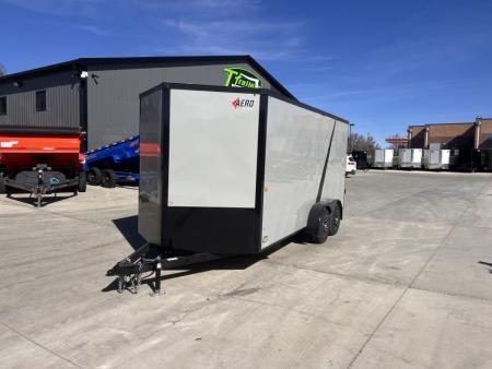New NEW 2026 AERO 7x16 +2 V BLACKOUT Edition, WHITE Interior, QUALITY, ALLOY Wheels, Enclosed Rear Ramp Cargo Trailer
