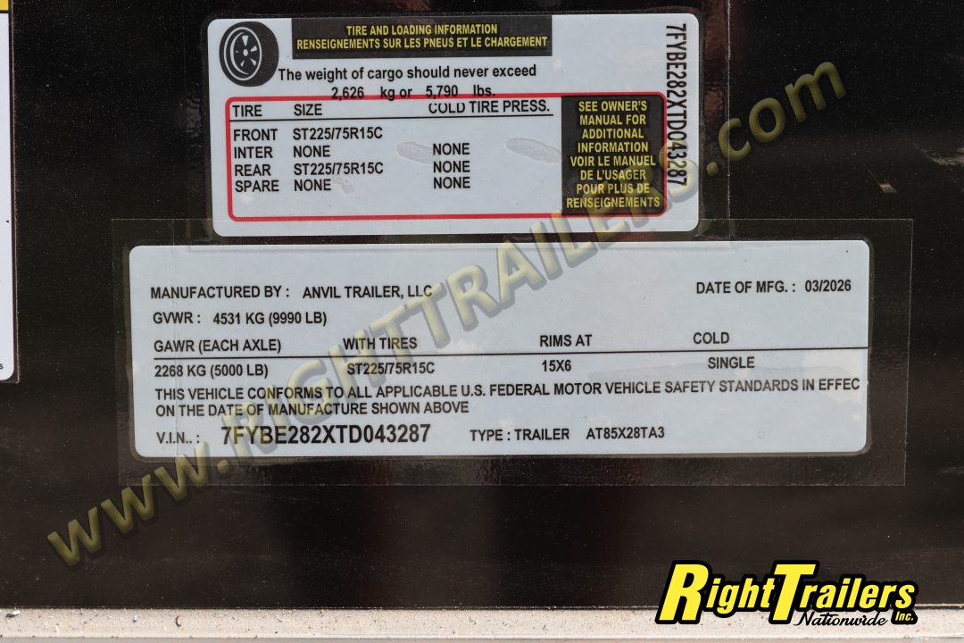 New 2026 8.5X28 Anvil Cargo Trailer
