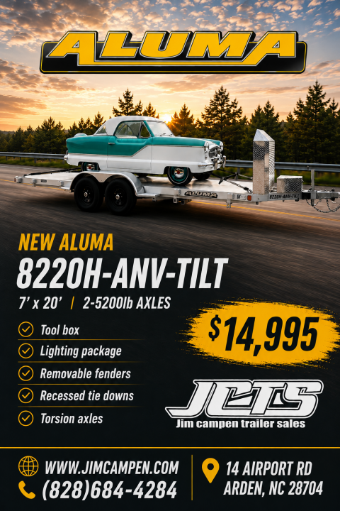 New 2027 Aluma 8220-H-ANV-TILT-TA-EL Tilt Trailer / ALL ALUMINUM / 82" WIDE X 20" LONG / 2-5200# ELECTRIC BRAKE AXLES