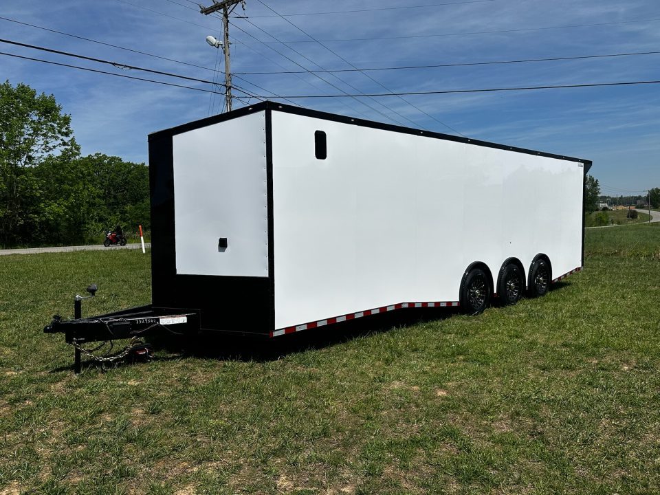 New 2026 Rock Solid Cargo 8.5x28 Race Trailer-Finished Interior-Triple 7000 TORSIONS -HD RAMP-10" BOGEY WHEELS