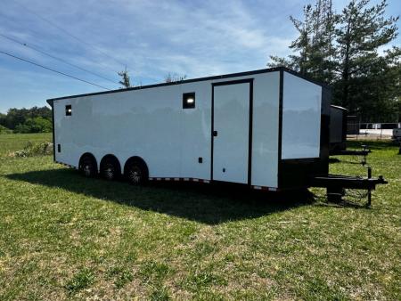 New 2026 Rock Solid Cargo 8.5x28 Race Trailer-Finished Interior-Triple 7000 TORSIONS -HD RAMP-10" BOGEY WHEELS