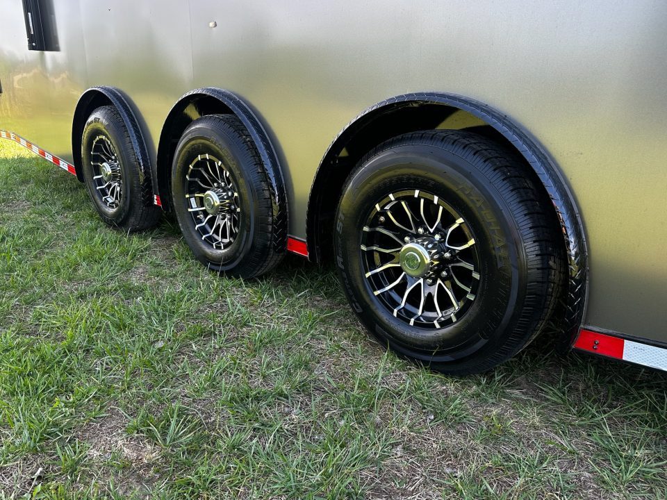 New 8.5x32 Race Trailer-7'6" Interior-Finished Interior-FLAT FRONT-7000lbs Triple Torsions-24ft Awning- HD Ramp- GEN BOX