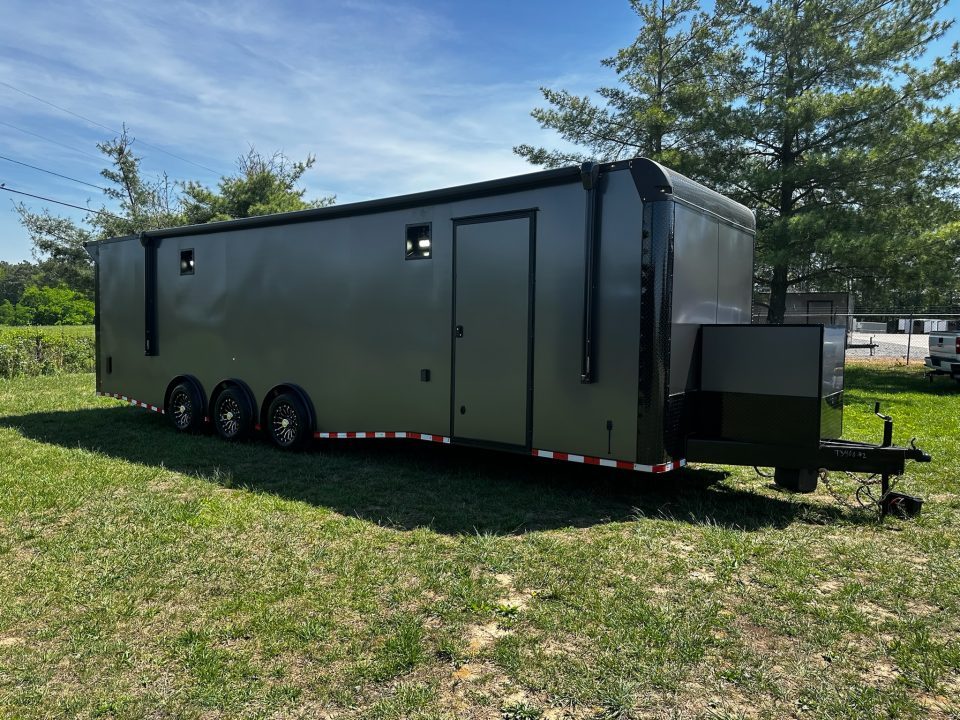 New 8.5x32 Race Trailer-7'6" Interior-Finished Interior-FLAT FRONT-7000lbs Triple Torsions-24ft Awning- HD Ramp- GEN BOX