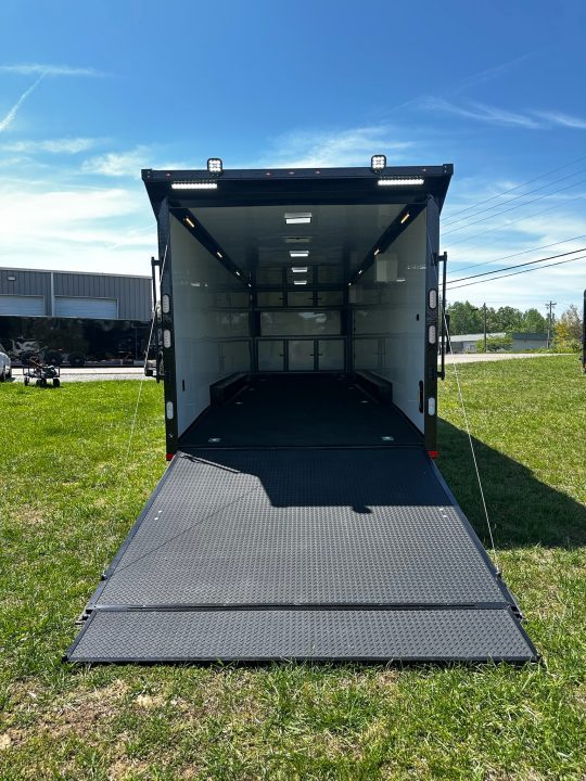 New 8.5x32 Race Trailer-7'6" Interior-Finished Interior-FLAT FRONT-7000lbs Triple Torsions-24ft Awning- HD Ramp- GEN BOX