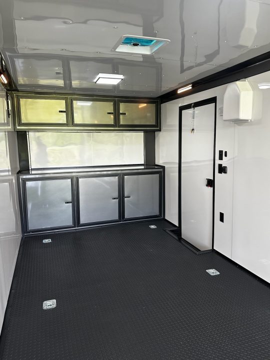 New 8.5x32 Race Trailer-7'6" Interior-Finished Interior-FLAT FRONT-7000lbs Triple Torsions-24ft Awning- HD Ramp- GEN BOX
