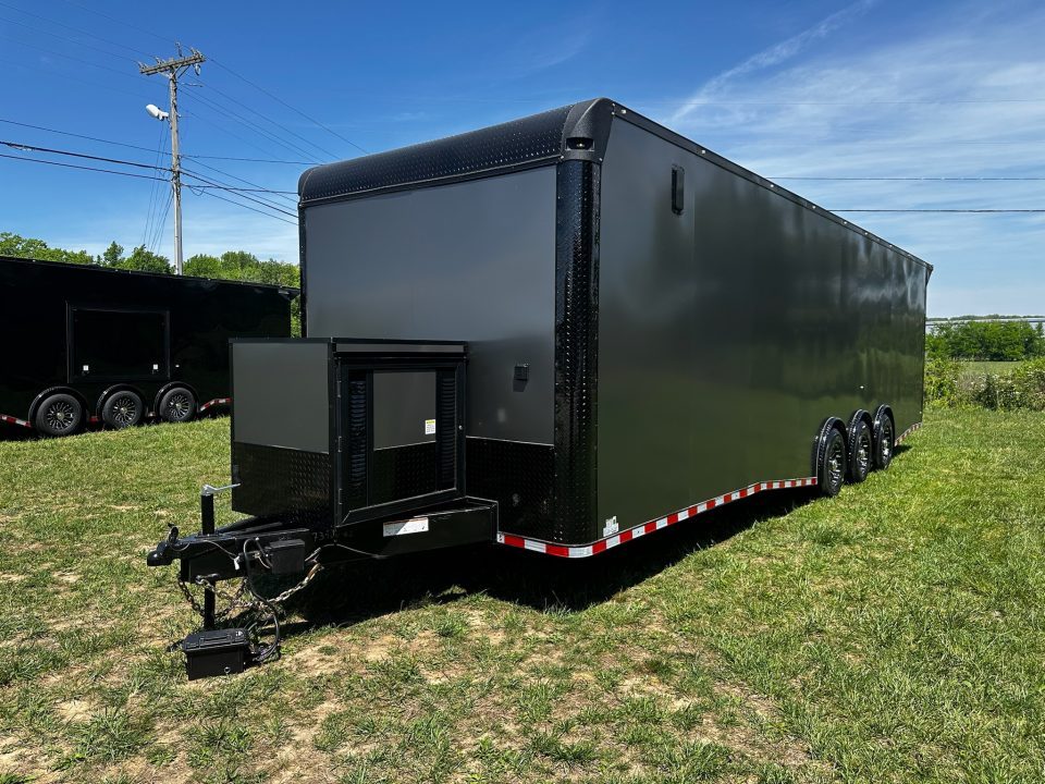 New 8.5x32 Race Trailer-7'6" Interior-Finished Interior-FLAT FRONT-7000lbs Triple Torsions-24ft Awning- HD Ramp- GEN BOX