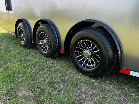New 8.5x32 Race Trailer-7'6" Interior-Finished Interior-FLAT FRONT-7000lbs Triple Torsions-24ft Awning- HD Ramp- GEN BOX