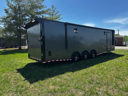 New 8.5x32 Race Trailer-7'6" Interior-Finished Interior-FLAT FRONT-7000lbs Triple Torsions-24ft Awning- HD Ramp- GEN BOX