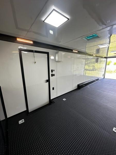 New 8.5x32 Race Trailer-7'6" Interior-Finished Interior-FLAT FRONT-7000lbs Triple Torsions-24ft Awning- HD Ramp- GEN BOX
