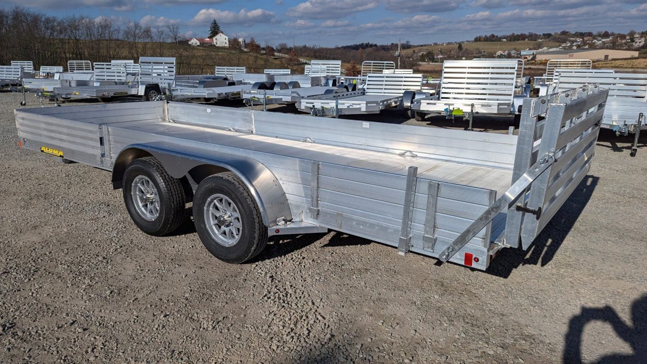 New 2027 Aluma 6'9" x 18 SR Utility Trailer w/ Side Ramps, Solid Rear Sides & Bi-Fold Gate