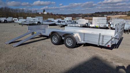 New 2027 Aluma 6'9" x 18 SR Utility Trailer w/ Side Ramps, Solid Rear Sides & Bi-Fold Gate