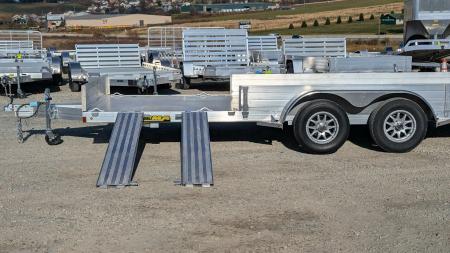 New 2027 Aluma 6'9" x 18 SR Utility Trailer w/ Side Ramps, Solid Rear Sides & Bi-Fold Gate