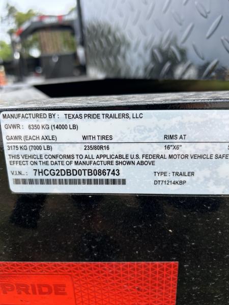 New 2026 Texas Pride Trailers 7x12x2 Tandem Axles Dump Trailer - Equipment Ramps
