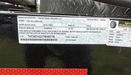 New 2026 Texas Pride Trailers 7x16x3 Tandem Axles Dump Trailer-8K-UPGRADES!!