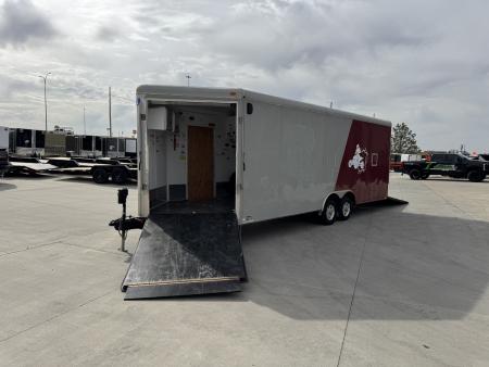 Used 2011 Interstate 31'=8.5x26+5v dovetail 8 ft SUPER TALL aluminum wheels Drive Out Front enclosed cargo car hauler trailer