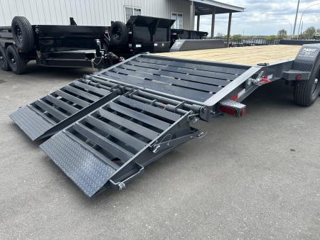 New EWB 83X24 (21+3) 14K EQUIPMENT TRAILER W/JUMBO RAMPS-GRAY