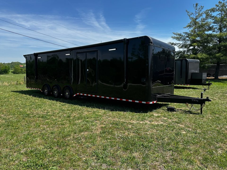 New 2026 Rock Solid Cargo 8.5x34 Bathroom/Race Trailer- Finished Interior-FLAT FRONT-7000LB Triple Torsion - 4X6 Escape Door - 25ft Awning