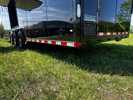 New 2026 Rock Solid Cargo 8.5x34 Bathroom/Race Trailer- Finished Interior-FLAT FRONT-7000LB Triple Torsion - 4X6 Escape Door - 25ft Awning