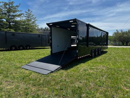 New 2026 Rock Solid Cargo 8.5x34 Bathroom/Race Trailer- Finished Interior-FLAT FRONT-7000LB Triple Torsion - 4X6 Escape Door - 25ft Awning