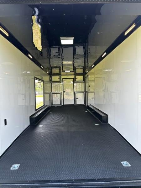 New 2026 Rock Solid Cargo 8.5x34 Bathroom/Race Trailer- Finished Interior-FLAT FRONT-7000LB Triple Torsion - 4X6 Escape Door - 25ft Awning
