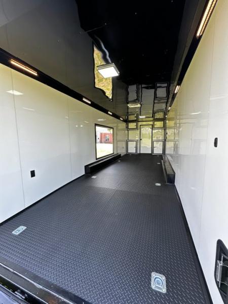 New 2026 Rock Solid Cargo 8.5x34 Bathroom/Race Trailer- Finished Interior-FLAT FRONT-7000LB Triple Torsion - 4X6 Escape Door - 25ft Awning