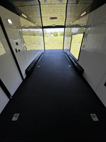 New 2026 Rock Solid Cargo 8.5x34 Bathroom/Race Trailer- Finished Interior-FLAT FRONT-7000LB Triple Torsion - 4X6 Escape Door - 25ft Awning