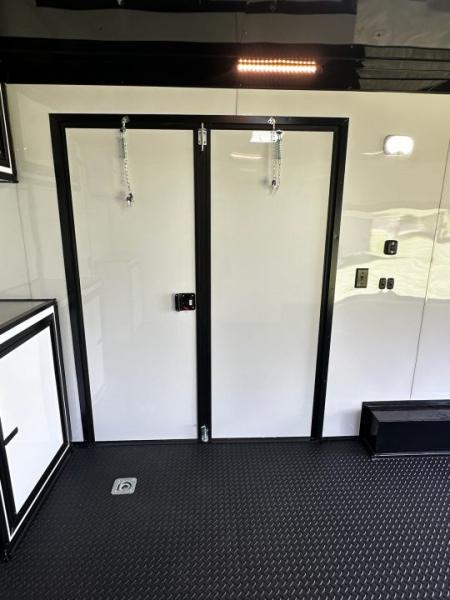 New 2026 Rock Solid Cargo 8.5x34 Bathroom/Race Trailer- Finished Interior-FLAT FRONT-7000LB Triple Torsion - 4X6 Escape Door - 25ft Awning