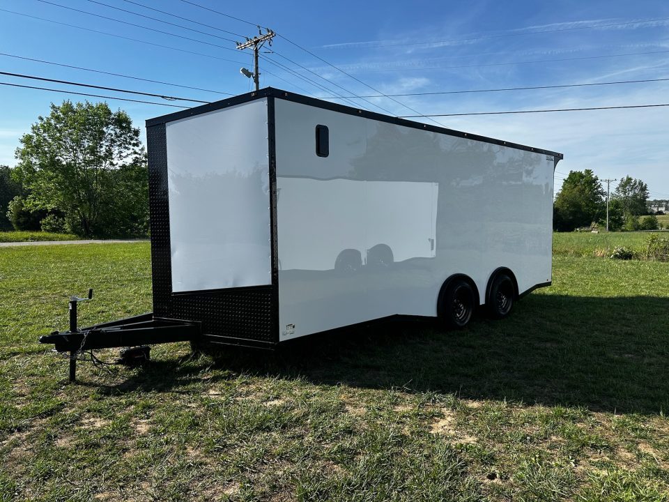 New 2026 Luxe 8.5x20 Car Hauler 5200 lb torsions White poly-Blackout- Enclosed Car Hauler
