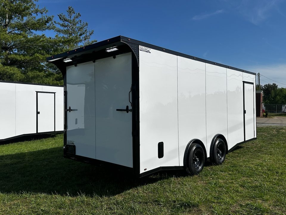 New 2026 Luxe 8.5x20 Car Hauler 5200 lb torsions White poly-Blackout- Enclosed Car Hauler
