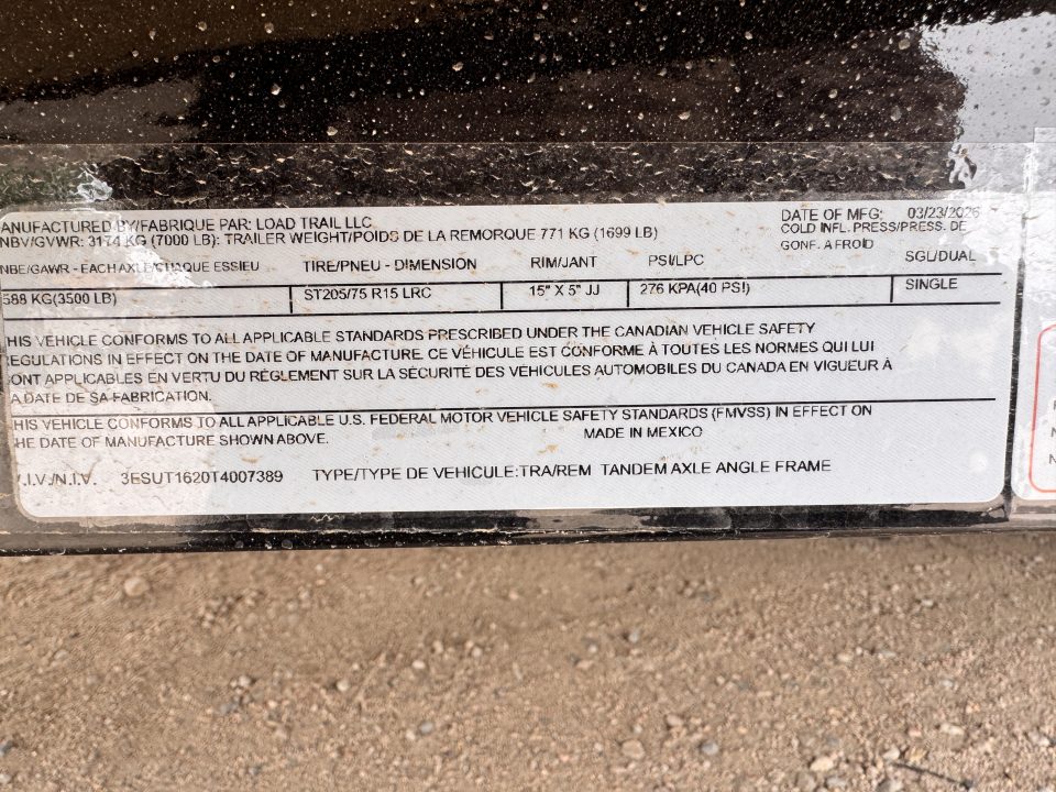 New 2026 Load Trail 7-16 Tandem Axle Ramp Gate Utility W/ ATV Ramps 7K GVWR