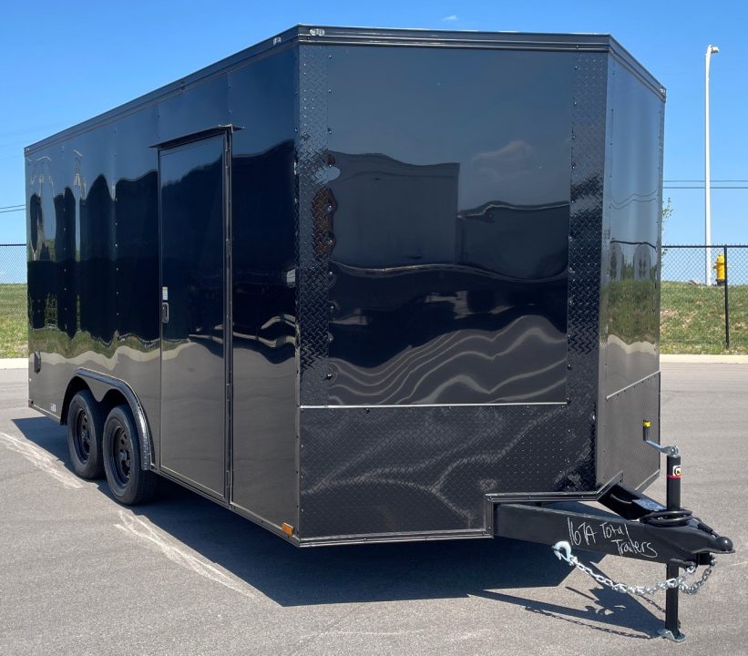 New 8.5' x 16' Blackout Enclosed Tandem Axle Cargo Trailer: 7,000 GVWR, .080 Polycore