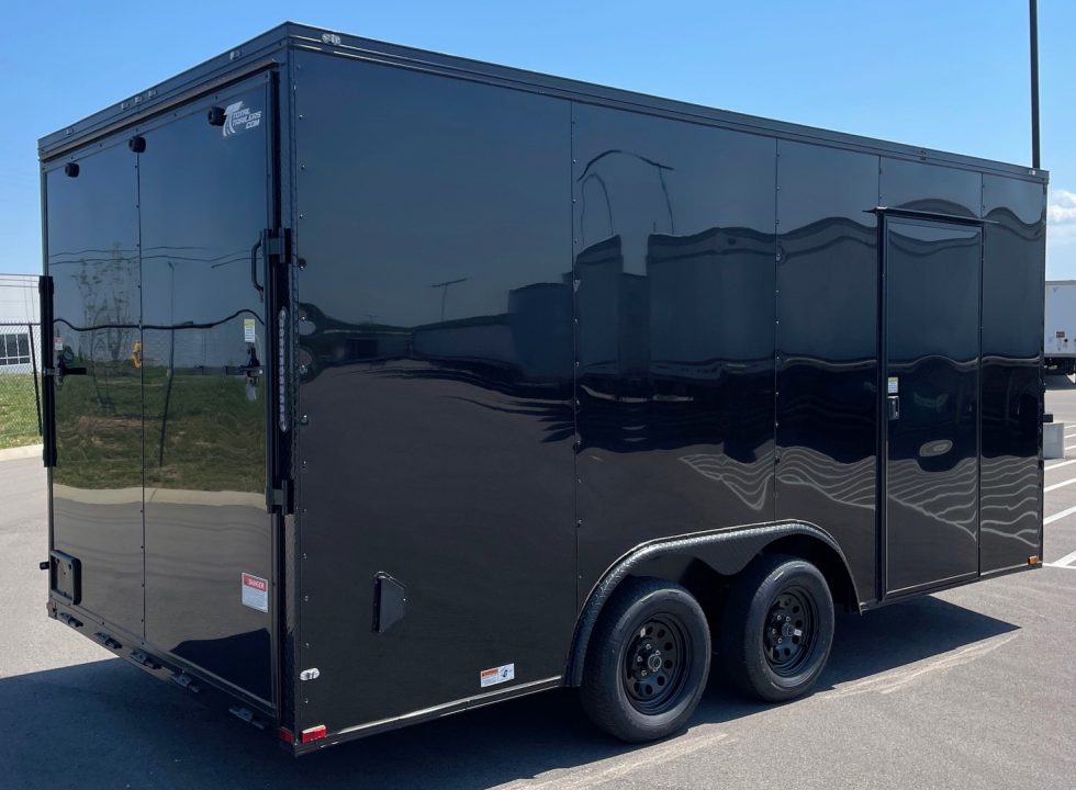 New 8.5' x 16' Blackout Enclosed Tandem Axle Cargo Trailer: 7,000 GVWR, .080 Polycore