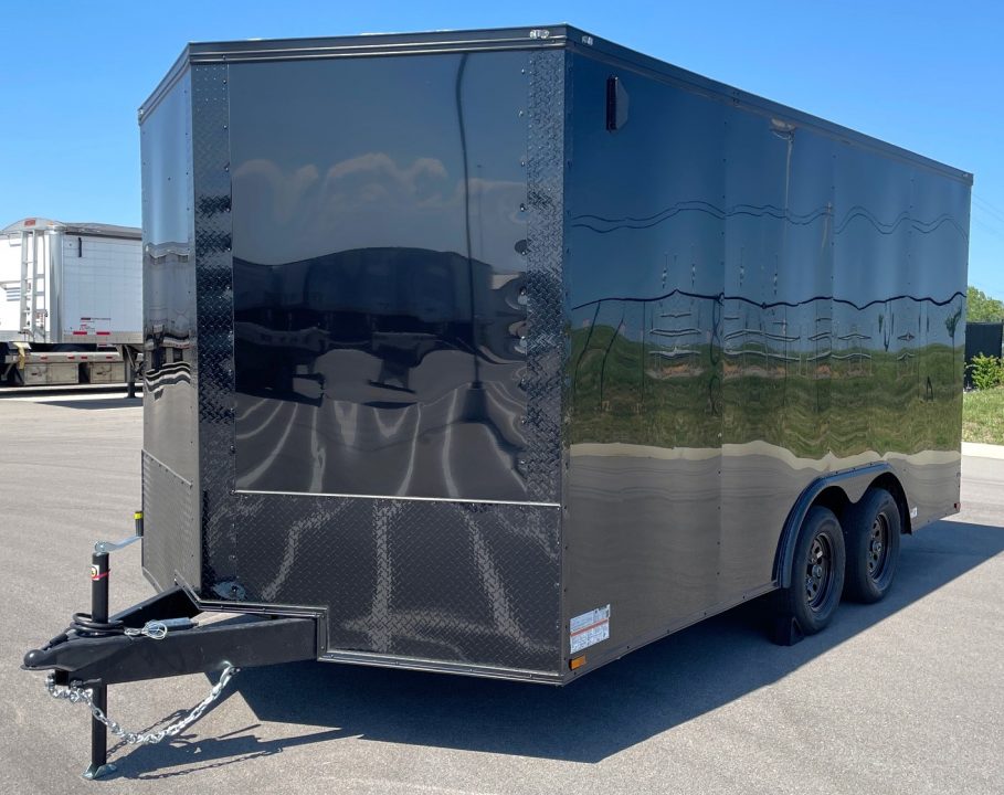 New 8.5' x 16' Blackout Enclosed Tandem Axle Cargo Trailer: 7,000 GVWR, .080 Polycore