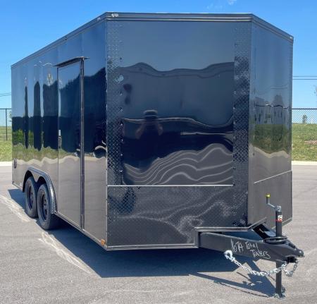 New 8.5' x 16' Blackout Enclosed Tandem Axle Cargo Trailer: 7,000 GVWR, .080 Polycore