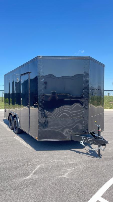 New 8.5' x 16' Blackout Enclosed Tandem Axle Cargo Trailer: 7,000 GVWR, .080 Polycore